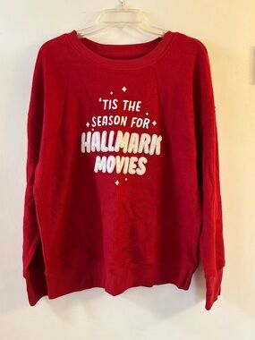 Hallmark Red Crewneck Sweatshirt with White Holiday Script